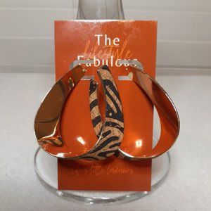 African Tribal Print Gold Open Hoop Earrings